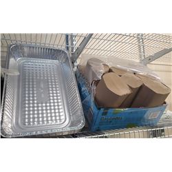 LOCATION #1. FLAT OF PAPER TOWELS W/ METAL CATERING TRAYS