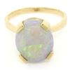 Image 3 : 14K Solid Yellow Gold 3.00 ctw Oval Cabochon Opal Solitaire Ring