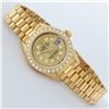Image 3 : Rolex Ladies 18K Yellow Champagne String Diamond President Wristwatch With Rolex