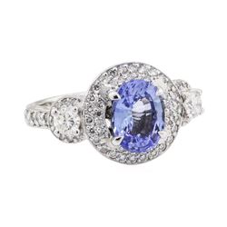 3.45 ctw Sapphire and Diamond Ring - 14KT White Gold