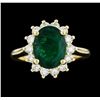 Image 2 : 3.40 ctw Emerald and Diamond Ring - 14KT Yellow Gold