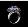 Image 4 : 14KT White Gold 3.58 ctw Tanzanite, Sapphire, Ruby and Diamond Ring