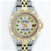 Image 1 : Rolex Ladies 2 Tone 14K MOP Emerald & Pyramid Diamond Diamond Datejust Wriswatch