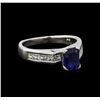 Image 1 : 0.95 ctw Sapphire and Diamond Ring - 14KT White Gold