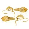 Image 5 : Unique 18K Yellow Gold Open Twisted Wire Dangle Citrine Bead Lever Back Earrings