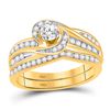 Image 1 : Diamond Swirl Bridal Wedding Engagement Ring Band Set 1/2 Cttw 10k Yellow Gold