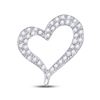 Image 1 : Round Pave-set Diamond Heart Outline Pendant 1/3 Cttw 14kt White Gold