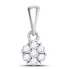 Image 1 : Diamond Flower Cluster Pendant 1/10 Cttw 14kt White Gold