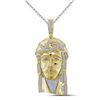 Image 1 : Mens Diamond Jesus Christ Messiah Charm Pendant 1-5/8 Cttw 10kt Yellow Gold