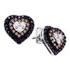 Image 1 : Round Brown Black Color Enhanced Diamond Heart Cluster Earrings 1/2 Cttw 14kt White Gold