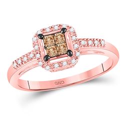 Brown Diamond Fashion Ring 1/4 Cttw 10kt Rose Gold