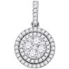 Image 1 : Diamond Double Frame Flower Cluster Pendant 7/8 Cttw 14kt White Gold
