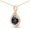 Image 1 : 0.89 ctw Sapphire Blue & Diamond Pendant 14K Yellow Gold - REF-34R6K