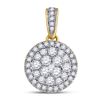 Image 1 : Diamond Halo Cluster Pendant 1/2 Cttw 14kt Yellow Gold