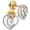 Image 1 : Diamond 2-stone Heart Earrings 1/4 Cttw 10kt Yellow Gold