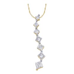 Diamond Graduated Journey Pendant 1/4 Cttw 14kt Yellow Gold
