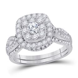Diamond Bridal Wedding Engagement Ring Band Set 1.00 Cttw 14kt White Gold