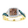 Image 1 : Round Brown Diamond Cluster Ring 1/2 Cttw 10kt Yellow Gold
