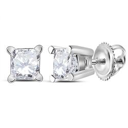 Unisex Diamond Solitaire Stud Earrings 1/2 Cttw 14kt White Gold