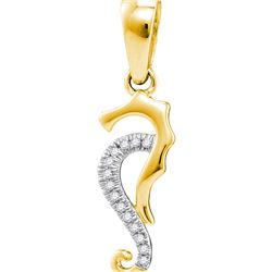 Diamond Seahorse Animal Pendant 1/20 Cttw 10kt Yellow Gold