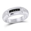 Image 1 : Mens Round Black Color Enhanced Diamond Notched Band Ring 1/4 Cttw 10kt White Gold