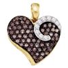 Image 1 : Round Brown Diamond Heart Pendant 3/4 Cttw 10kt Yellow Gold