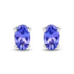 0.50 ctw Tanzanite Earrings 14K White Gold - REF-11X6Y