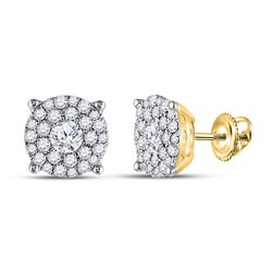 Diamond Halo Solitaire Earrings 1-3/8 Cttw 14kt Yellow Gold