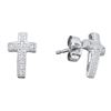 Image 1 : Diamond Cross Cluster Earrings 1/10 Cttw 10kt White Gold