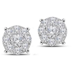 0.98 CTW Diamond Earrings 14K White Gold - REF-83M3F