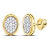 Image 1 : Diamond Oval Cluster Earrings 1/2 Cttw 14kt Yellow Gold