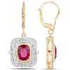 Image 2 : 4.4 ctw Rubellite & Diamond Earrings 14K Yellow Gold - REF-325X2Y