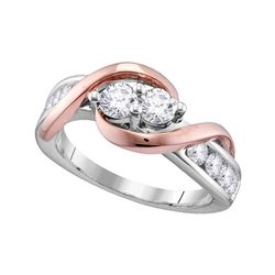 Diamond 2-stone Bridal Wedding Engagement Ring 1/2 Cttw 14kt Two-tone Gold