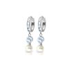 Image 1 : Genuine 4.3 ctw Aquamarine & Pearl Earrings 14KT White Gold - REF-52X9M