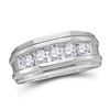 Image 1 : Mens Diamond Wedding Channel Set Band Ring 1/4 Cttw 14kt White Gold