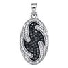 Image 1 : Round Black Color Enhanced Diamond Oval Cluster Pendant 1/2 Cttw 10kt White Gold