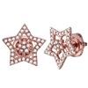 Image 1 : Diamond Star Cluster Stud Earrings 1/5 Cttw 10kt Rose Gold