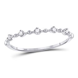 Diamond Bead Dot Stackable Ring 1/20 Cttw 10kt White Gold