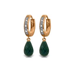 Genuine 6.64 ctw Green Sapphire Corundum & Diamond Earrings 14KT Rose Gold - REF-50N2R