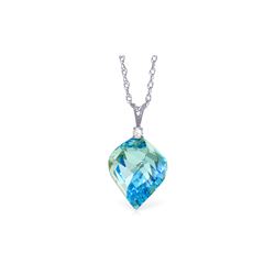 Genuine 13.95 ctw Blue Topaz & Diamond Necklace 14KT White Gold - REF-48W3Y