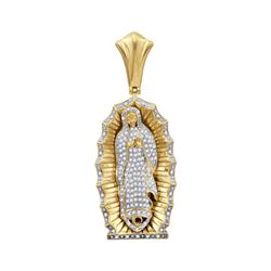 Mens Diamond Guadalupe Mary Charm Pendant 1.00 Cttw 10kt Yellow Gold