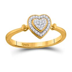 Diamond Heart Cluster Ring 1/10 Cttw 10kt Yellow Gold