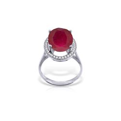 Genuine 7.93 ctw Ruby & Diamond Ring 14KT White Gold - REF-124X2M