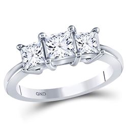 Diamond 3-stone Bridal Wedding Engagement Ring 1-1/2 Cttw 14kt White Gold