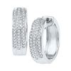 Image 1 : Diamond Triple Row Huggie Earrings 1/4 Cttw 10kt White Gold
