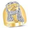 Image 1 : Mens Diamond Jesus Christ Face Cluster Ring 1.00 Cttw 10kt Yellow Gold