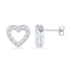 Image 1 : Diamond Heart Outline Screwback Earrings 1/8 Cttw 10kt White Gold