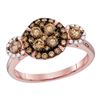 Image 1 : Round Brown Diamond Circle Frame Cluster Bridal Wedding Engagement Ring 1.00 Cttw 14kt Rose Gold