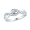 Image 1 : Diamond Solitaire Crossover Twist Promise Bridal Ring 1/5 Cttw 10kt White Gold