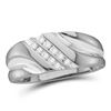 Mens Diamond Wedding Band Ring 1/8 Cttw 14kt White Gold